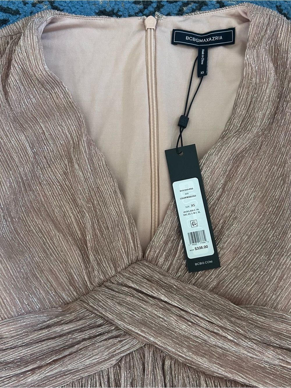 Rose Gold Metallic Tiered Mini Dress - Picture 3 of 5